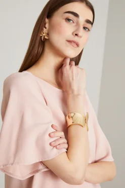 Blusa in enver satin - Rosa Polvere