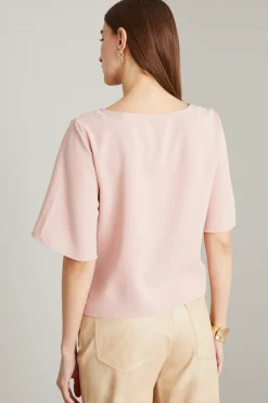 Blusa in enver satin - Rosa Polvere