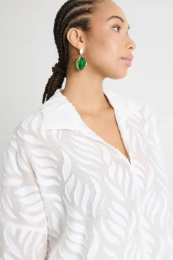 Blusa in fil coupé - Bianco