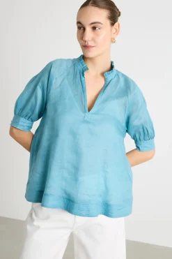 Blusa in garza - Azzurro