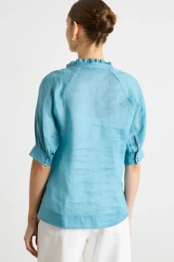 Blusa in garza - Azzurro