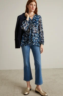 Blusa in georgette - Blu Grigio