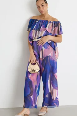 Blusa in georgette con balza - Viola