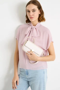 Blusa in georgette con collo a foulard - Rosa