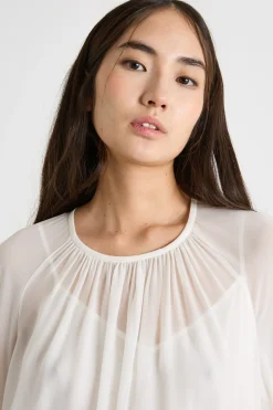 Blusa in georgette con maniche ampie - Bianco