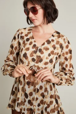 Blusa in georgette - Marrone Beige