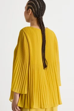 Blusa in georgette plissé - Giallo