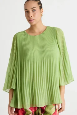 Blusa in georgette plissé - Verde