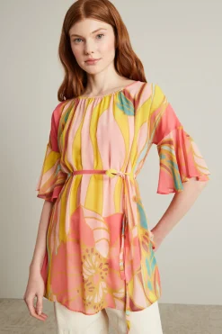 Blusa in georgette - Rosa Giallo Azzurro