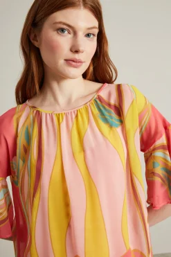 Blusa in georgette - Rosa Giallo Azzurro
