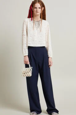 Blusa in jersey pizzo - Bianco