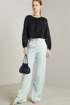 Blusa in jersey pizzo - Nero