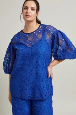 Blusa in macramè - Blu