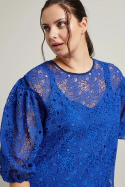 Blusa in macramè - Blu