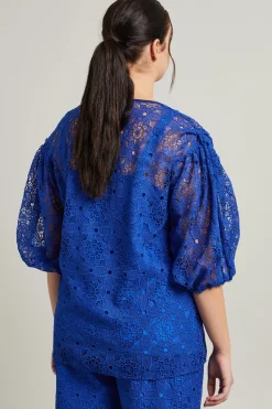 Blusa in macramè - Blu