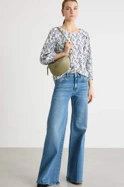Blusa in marocaine - Bianco Azzurro