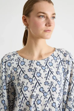 Blusa in marocaine - Bianco Azzurro