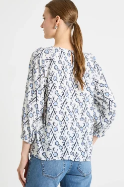 Blusa in marocaine - Bianco Azzurro