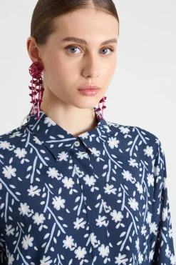 Blusa in marocaine stampata - Blu Bianco