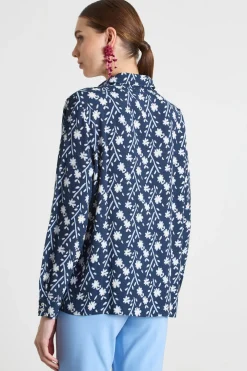 Blusa in marocaine stampata - Blu Bianco