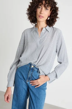 Blusa in marocaine stampata - Blu Bianco