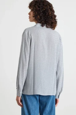 Blusa in marocaine stampata - Blu Bianco