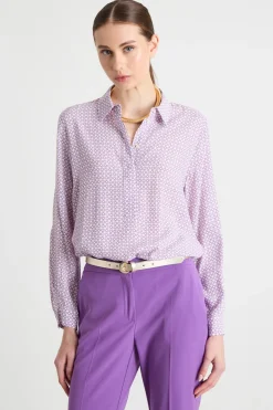 Blusa in marocaine stampata - Viola Bianco