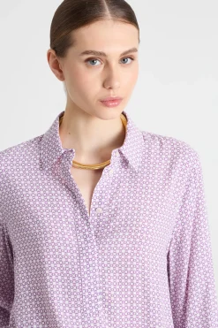 Blusa in marocaine stampata - Viola Bianco