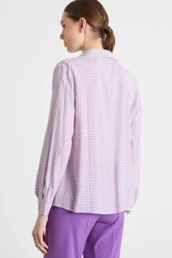 Blusa in marocaine stampata - Viola Bianco