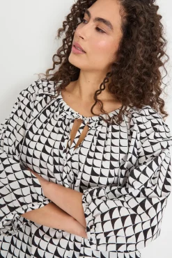 Blusa in mussola - Bianco Nero