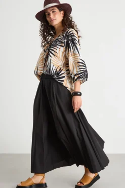 Blusa in mussola - Cammello Nero