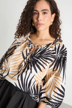 Blusa in mussola - Cammello Nero