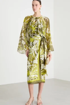 Blusa in mussola con top - Verde