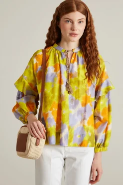 Blusa in mussola - Giallo Lilla Bianco