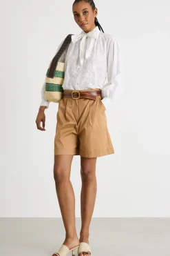 Blusa in mussola ricamata - Bianco