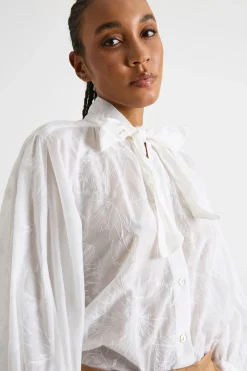 Blusa in mussola ricamata - Bianco