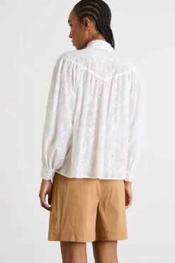 Blusa in mussola ricamata - Bianco
