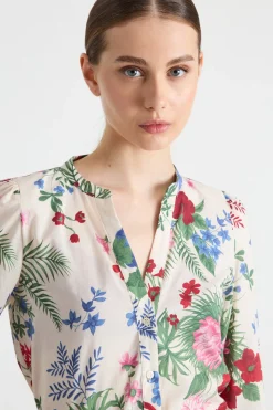 Blusa in mussola stampata - Bianco