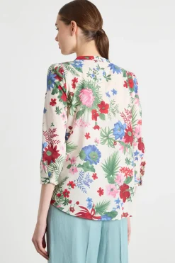 Blusa in mussola stampata - Bianco
