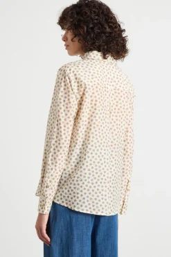 Blusa in mussola stampata - Bianco Cammello