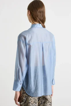 Blusa in organza - Azzurro