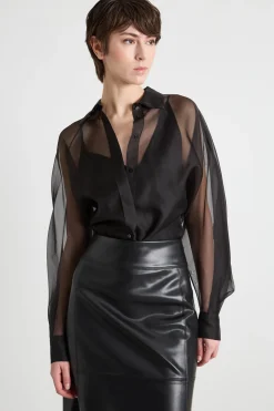 Blusa in organza - Nero