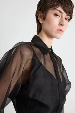 Blusa in organza - Nero