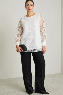 Blusa in organza ricamata - Bianco