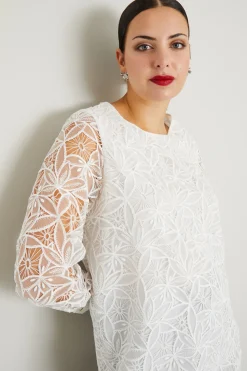Blusa in organza ricamata - Bianco