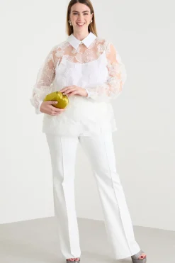 Blusa in pizzo ricamato - Bianco