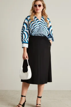 Blusa in popeline - Azzurro Bianco Nero