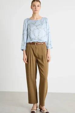 Blusa in raso a fantasia - Azzurro