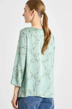 Blusa in raso a fantasia - Verde