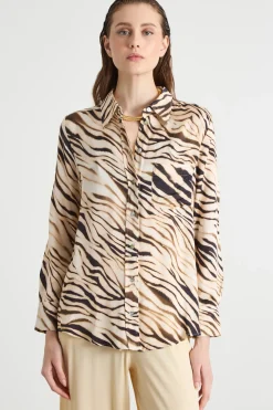 Blusa in raso animalier - Animalier